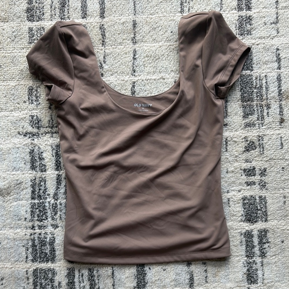 Old Navy Brown Fitted Cap Sleeve Blouse